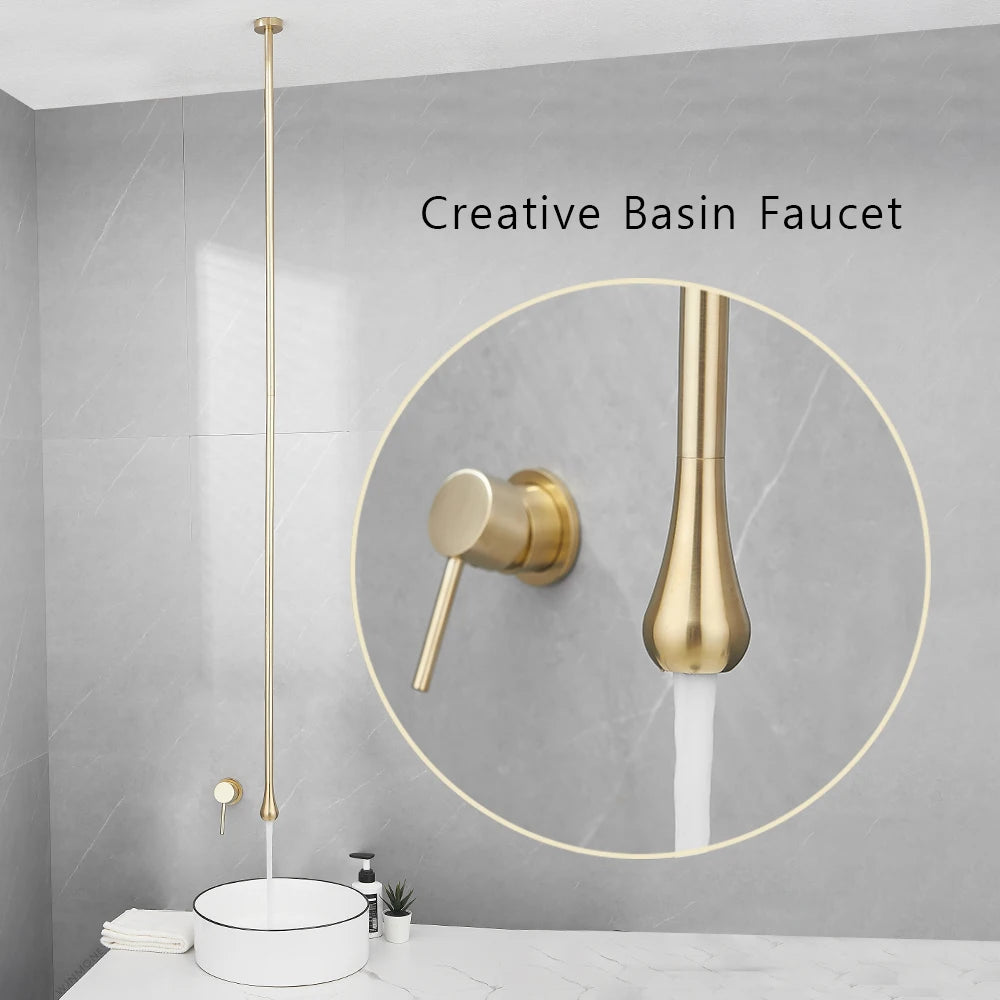 Brushed Gold Bathroom Faucet Ceiling Design Basin Faucets
