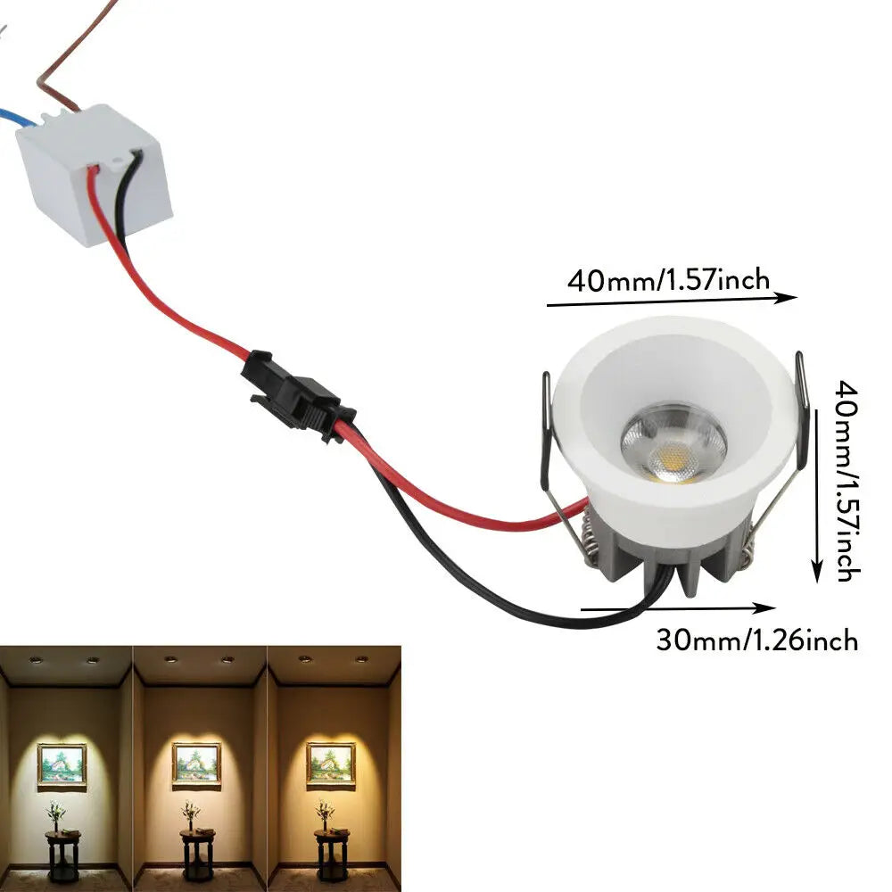 5pcs 40mm 57inch Dimmable Mini Led Cob Downlights