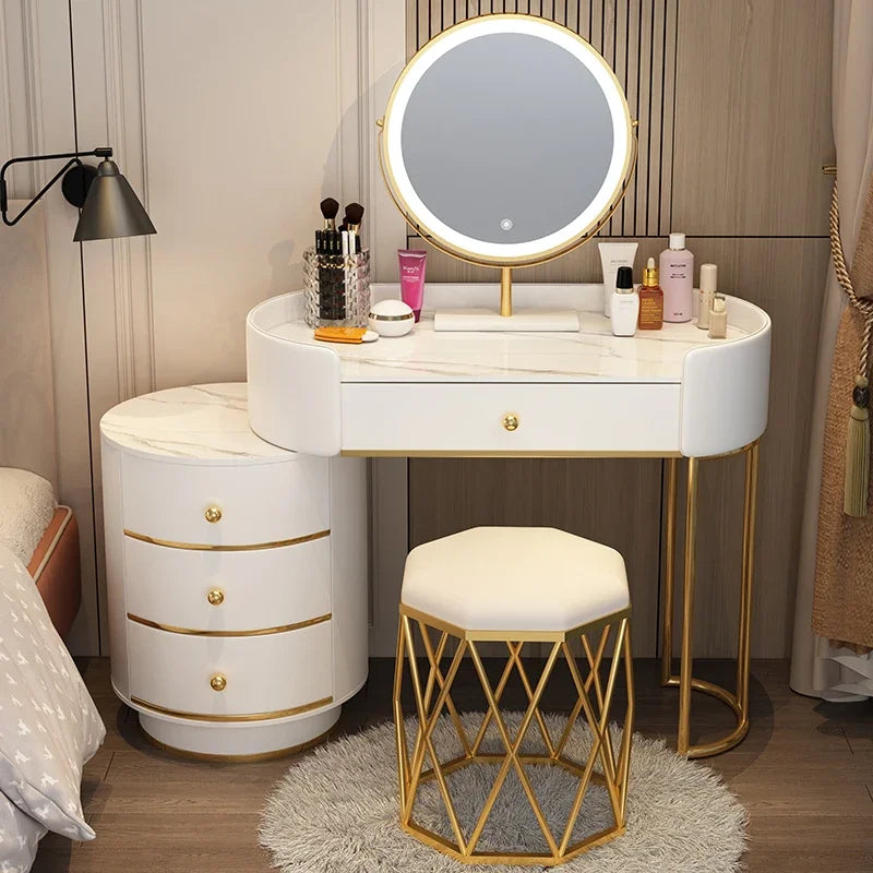 Pink White Vanity Table Women Luxury Nail European