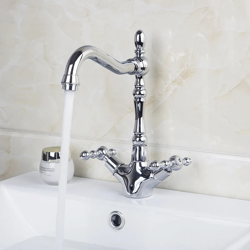 Kemaidi Golden Bathroom Basin Sink Faucet 360 Swivel