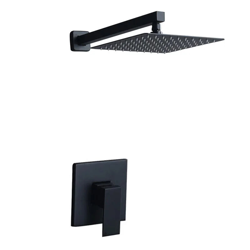 Matte Black Brass Bathroom Shower Faucets Lanos Rain