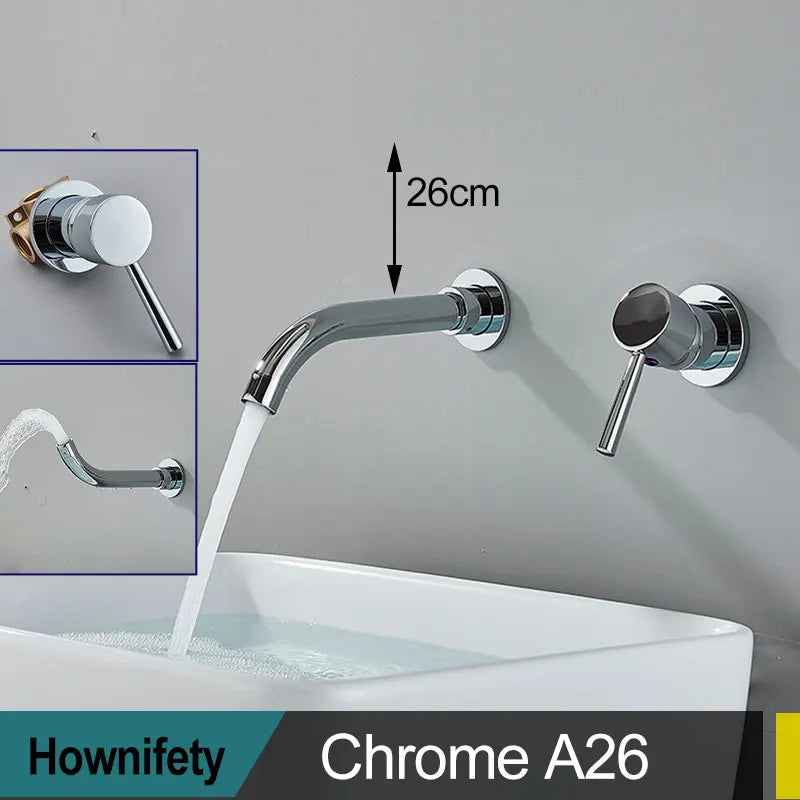 Wall Mount Bathroom Basin Faucet Embedded Split Cold