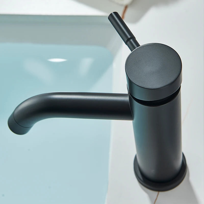 Matte Black Bathroom Basin Faucet Lever Sink Faucets