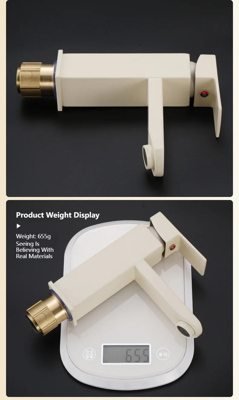 Milk White Handle Deck Mounted Basin Sink Faucet