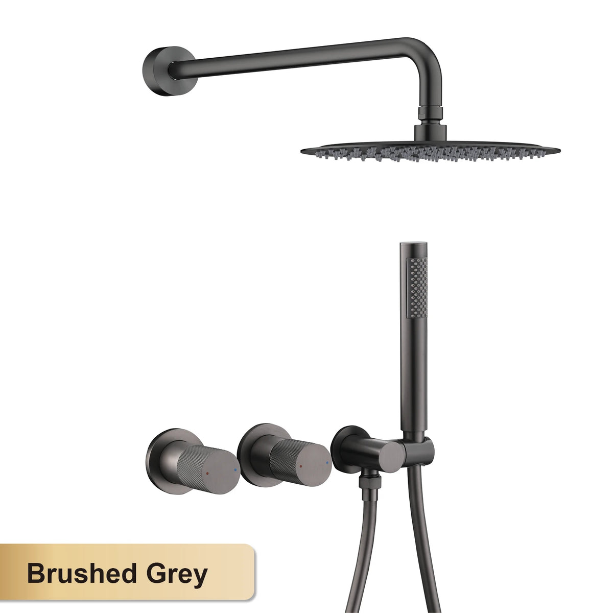 Modern Brass 2-Function Shower System Wall-Embedded Chrome Finish
