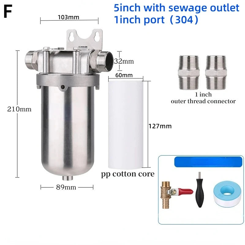 1pc 304/316 Stainless Steel Prefiler Water Filter Industrial