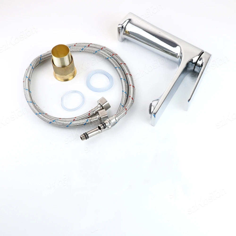 Brass Core Modern Bathroom Sink Faucet Handle Deck