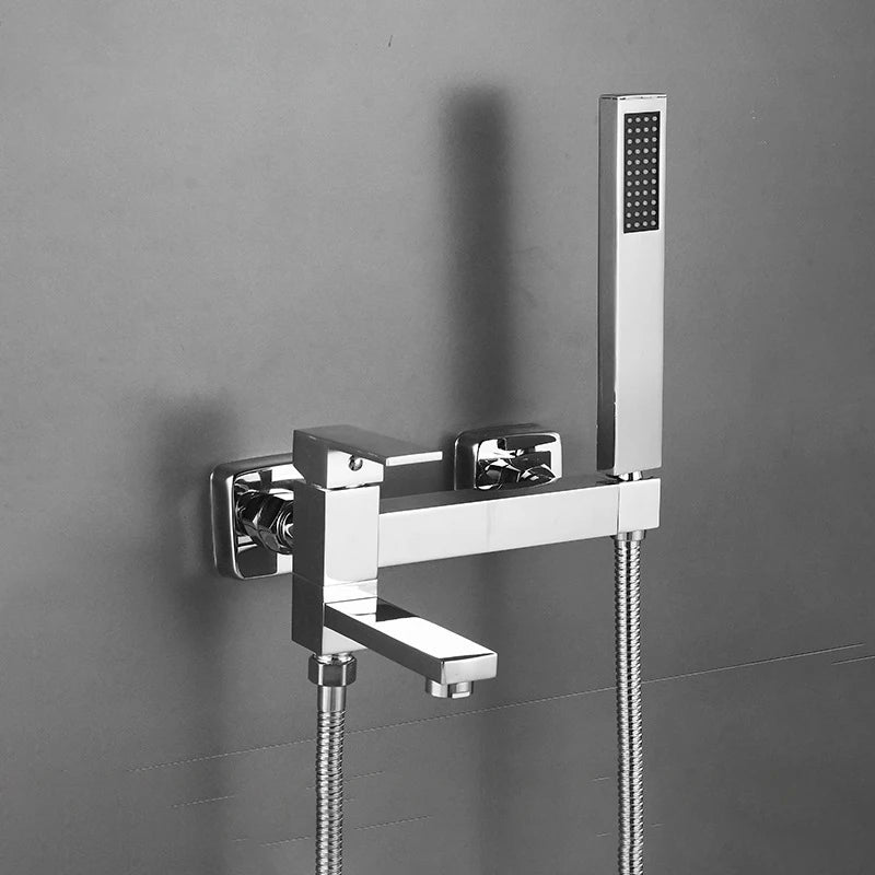 Chrome Black Bath Shower Faucet Wall Mounted Bathtub