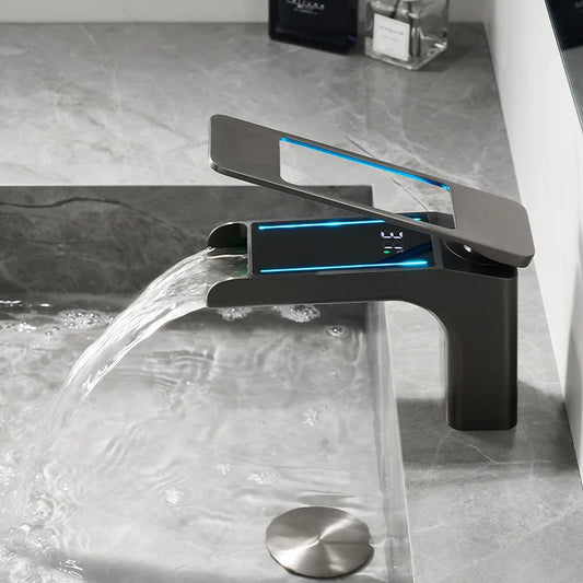 High-Quality Grey Basin Faucet Brass Construction Bathroom Sink