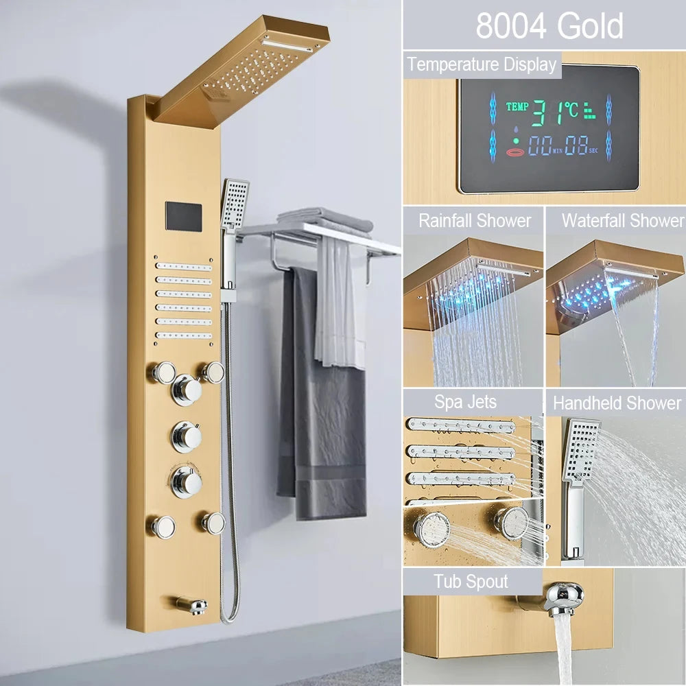 Golden Shower Panel Led Light Bathroom Bath Shower