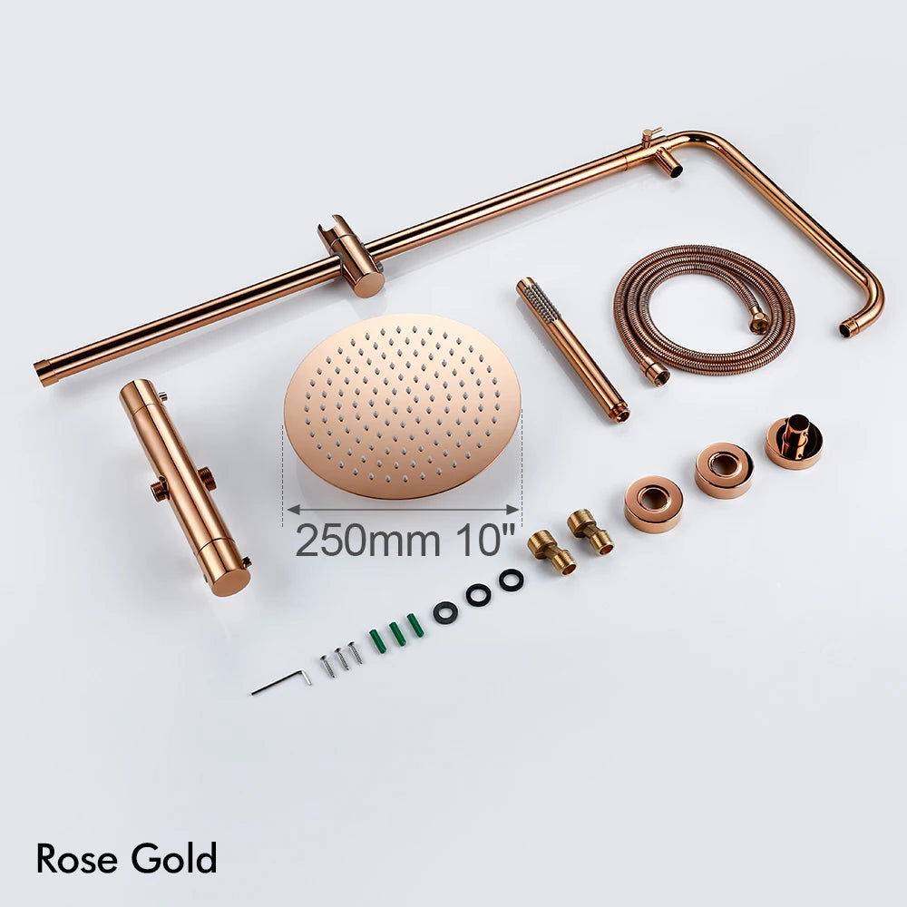 Thermostat Mixer Shower Wall Mount Bathroom Faucet Diverter