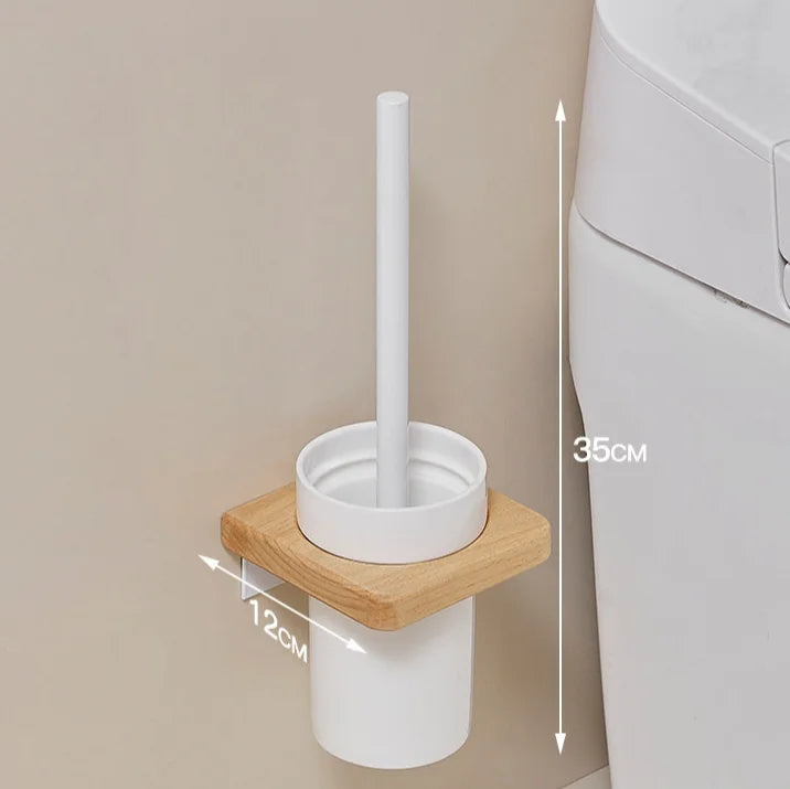 Walnut-Horse Bucket Brush Non-Dead Corner Toilet Shelf-Free
