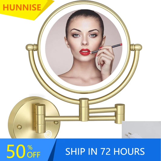 Brushed Gold Led Folding Touch Bathroom Mirrors Of