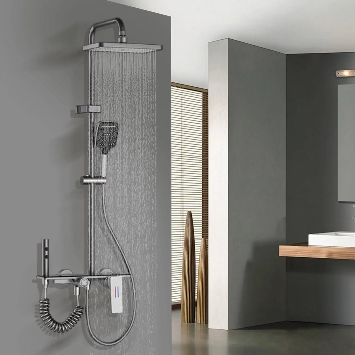 Bathroom Shower Faucet Complete Rain Shower Black Faucet