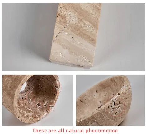 Natural Limestone Round Led Wall Lamp Double Sided