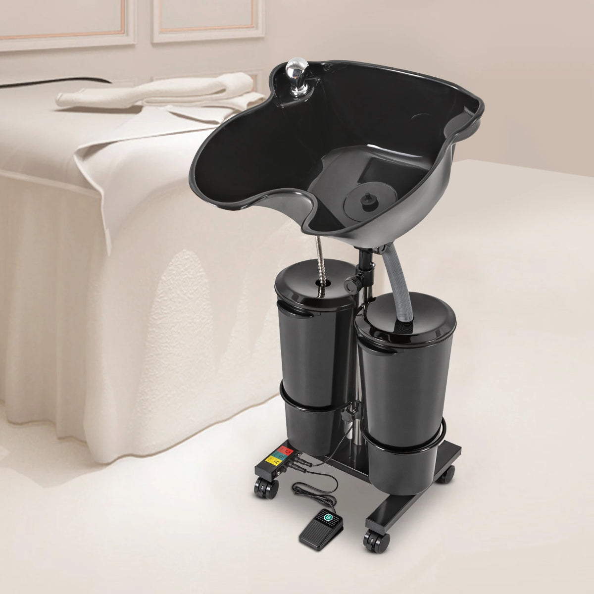Shampoo Basin 2-Buckets Mobile Hair Wash Basin Height