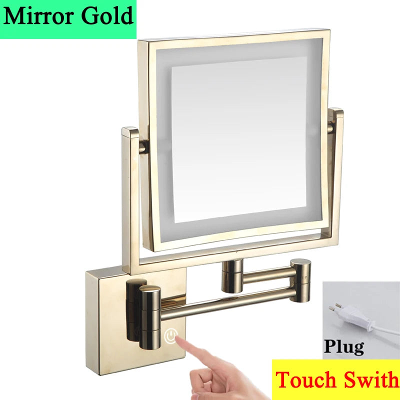 Magnifying Bathroom Mirror Hunnise Quality Brass Gold Hotel