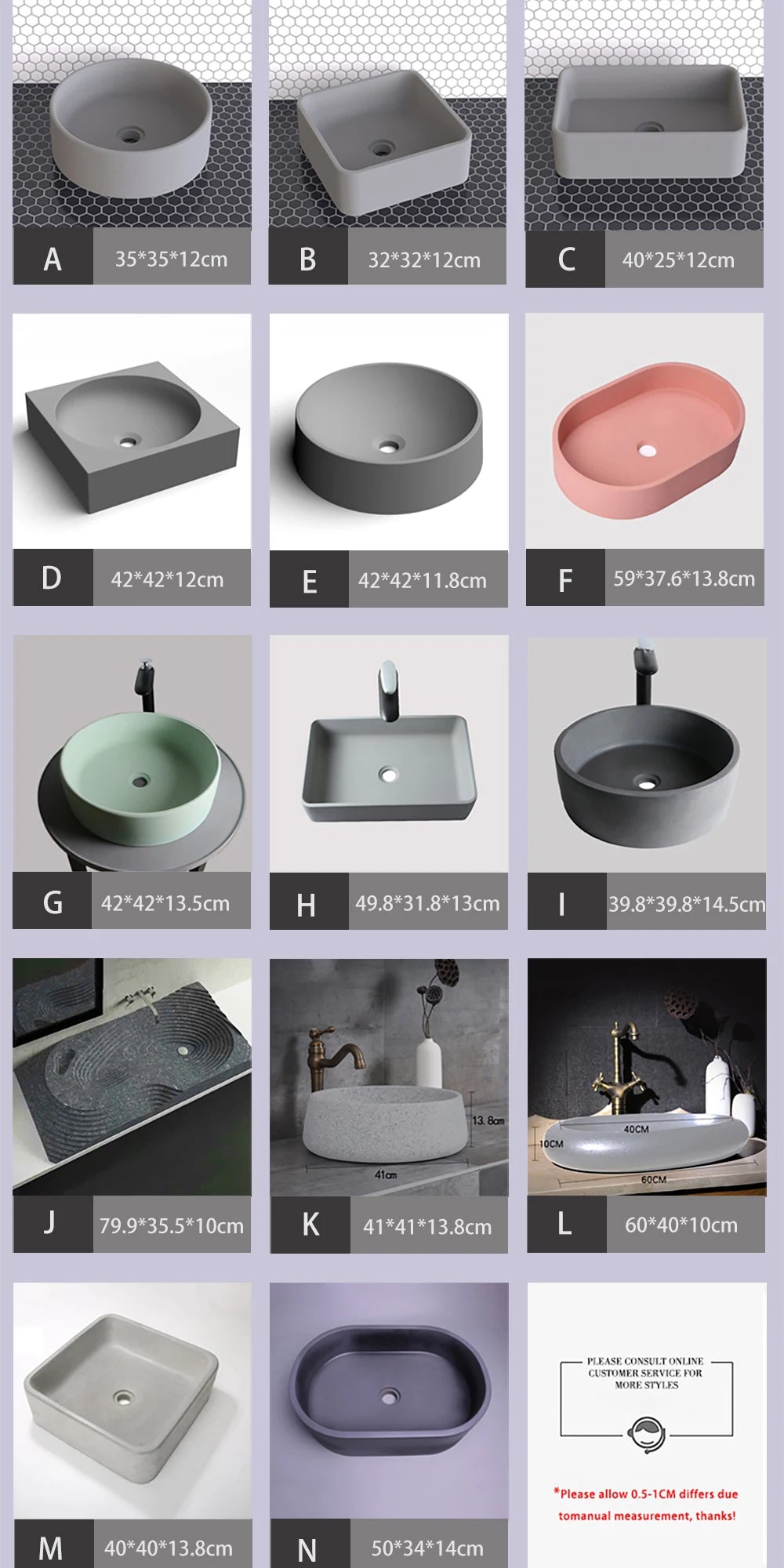 Circular Concrete Sink Silicone Mold Bathroom Square Sink