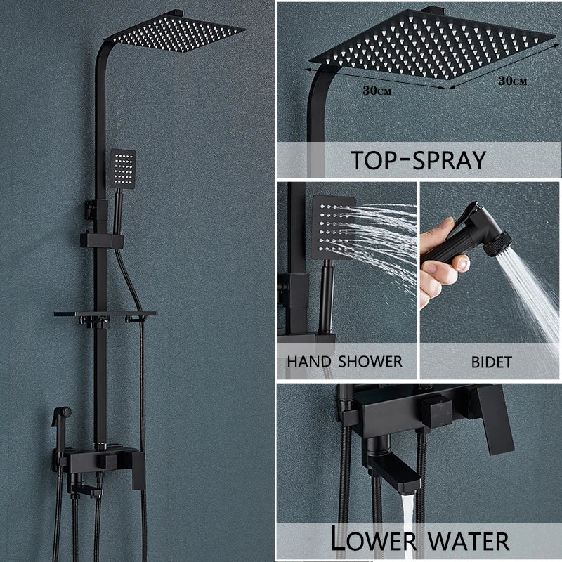 4-Function Wall Mounted Shower Faucet Rainwater Bathtub Shower