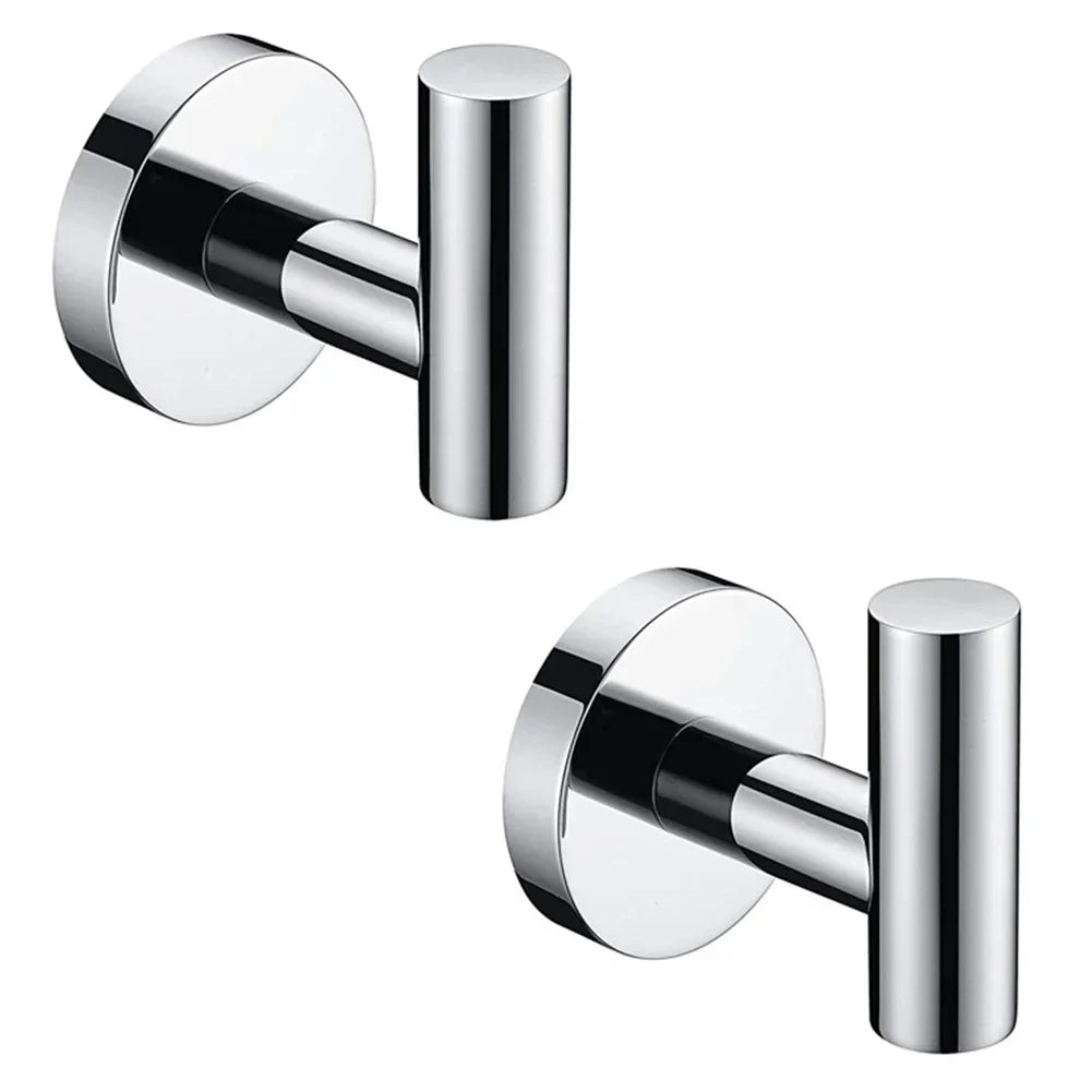 2pcs Polished Bathroom Towel Hooks Stainless Steel Coat
