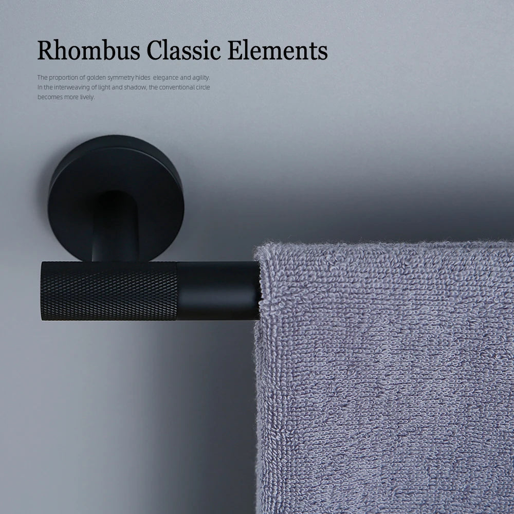 Black Bathroom Brass Knurled Kit Paper Holder Towel