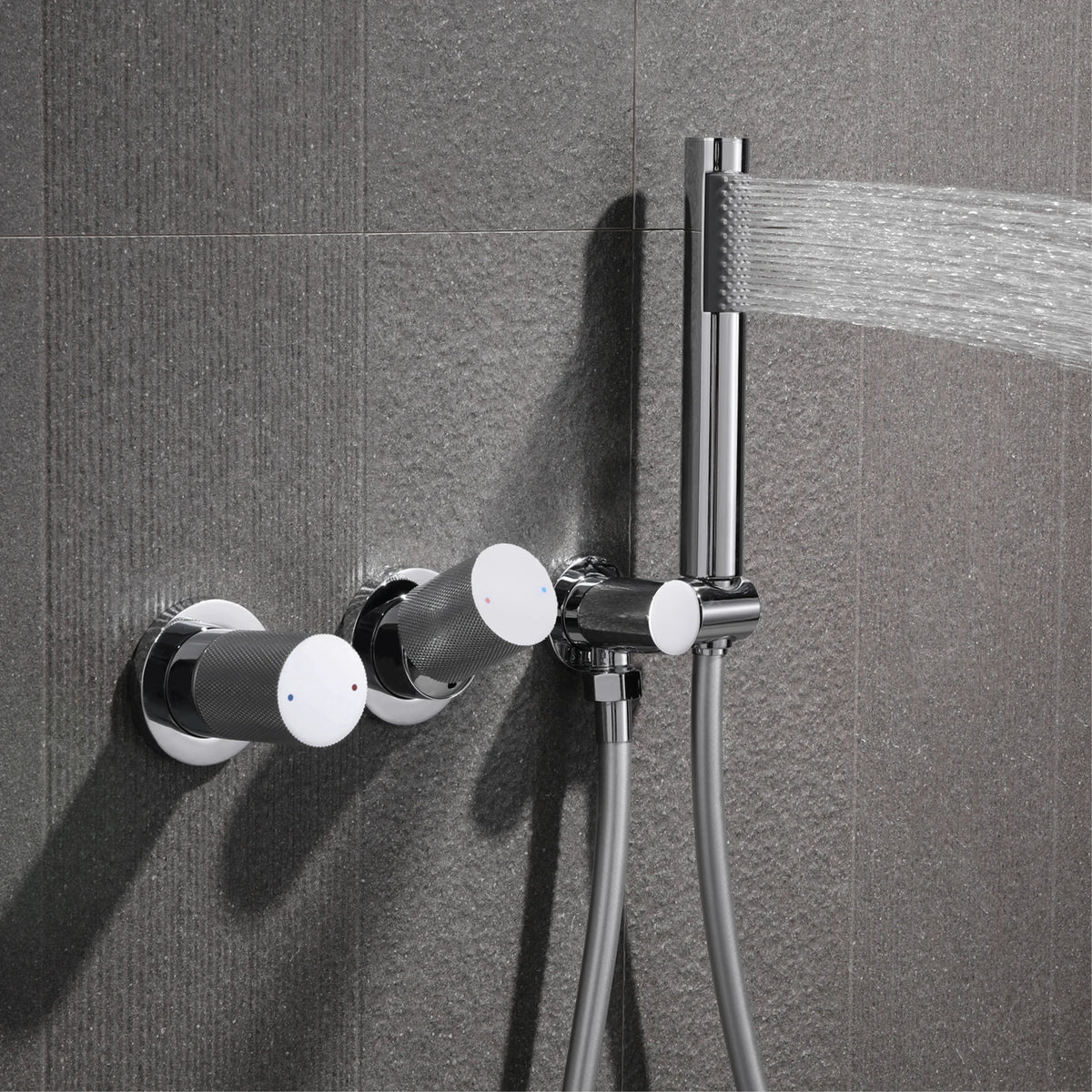 Modern Brass 2-Function Shower System Wall-Embedded Chrome Finish