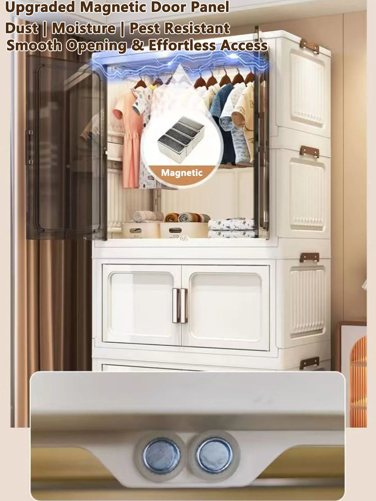 Multi-Functional Folding Storage Cabinet Doors White/Black/Gray
