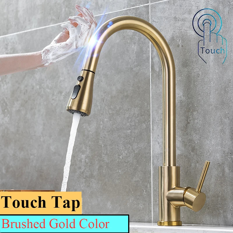 Smart Touch Sink Faucets Stainless Steel Pull Out