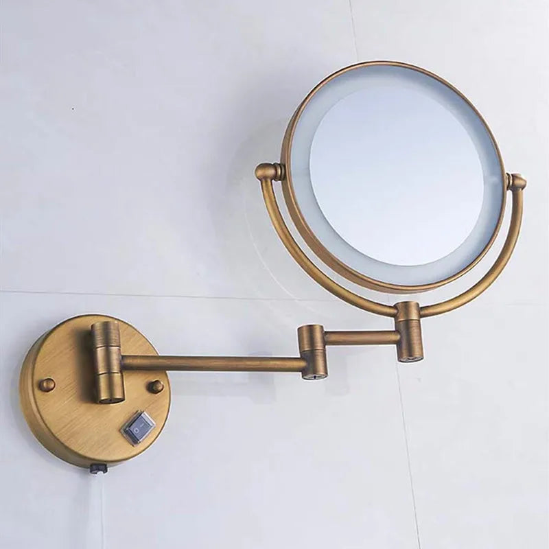 5x Magnifying Led Folding Bathroom Mirrors Wall Mounted