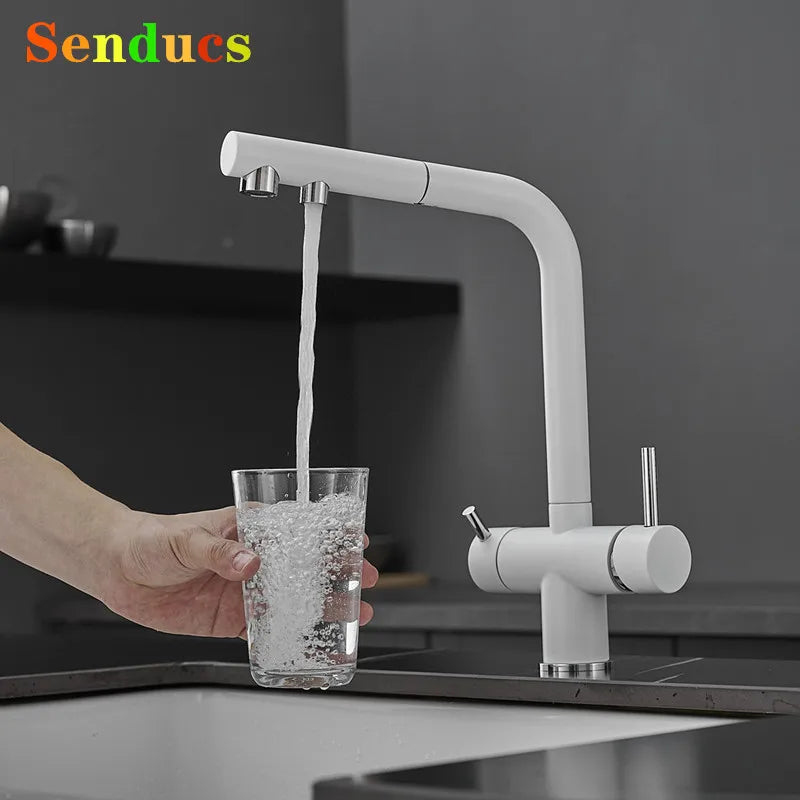 White Filter Pull Out Sink Mixer Faucets Quality