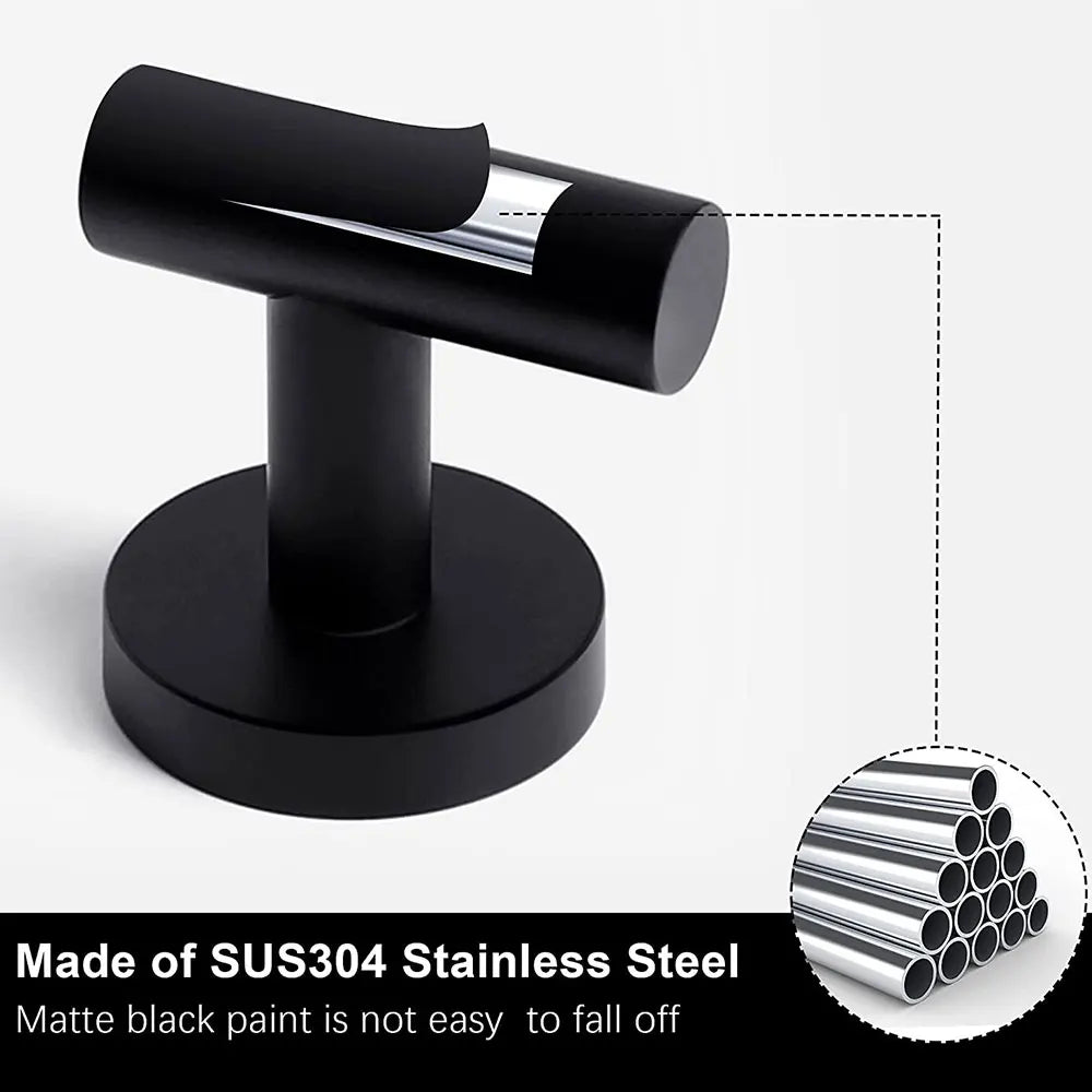 2pcs Polished Bathroom Towel Hooks Stainless Steel Coat