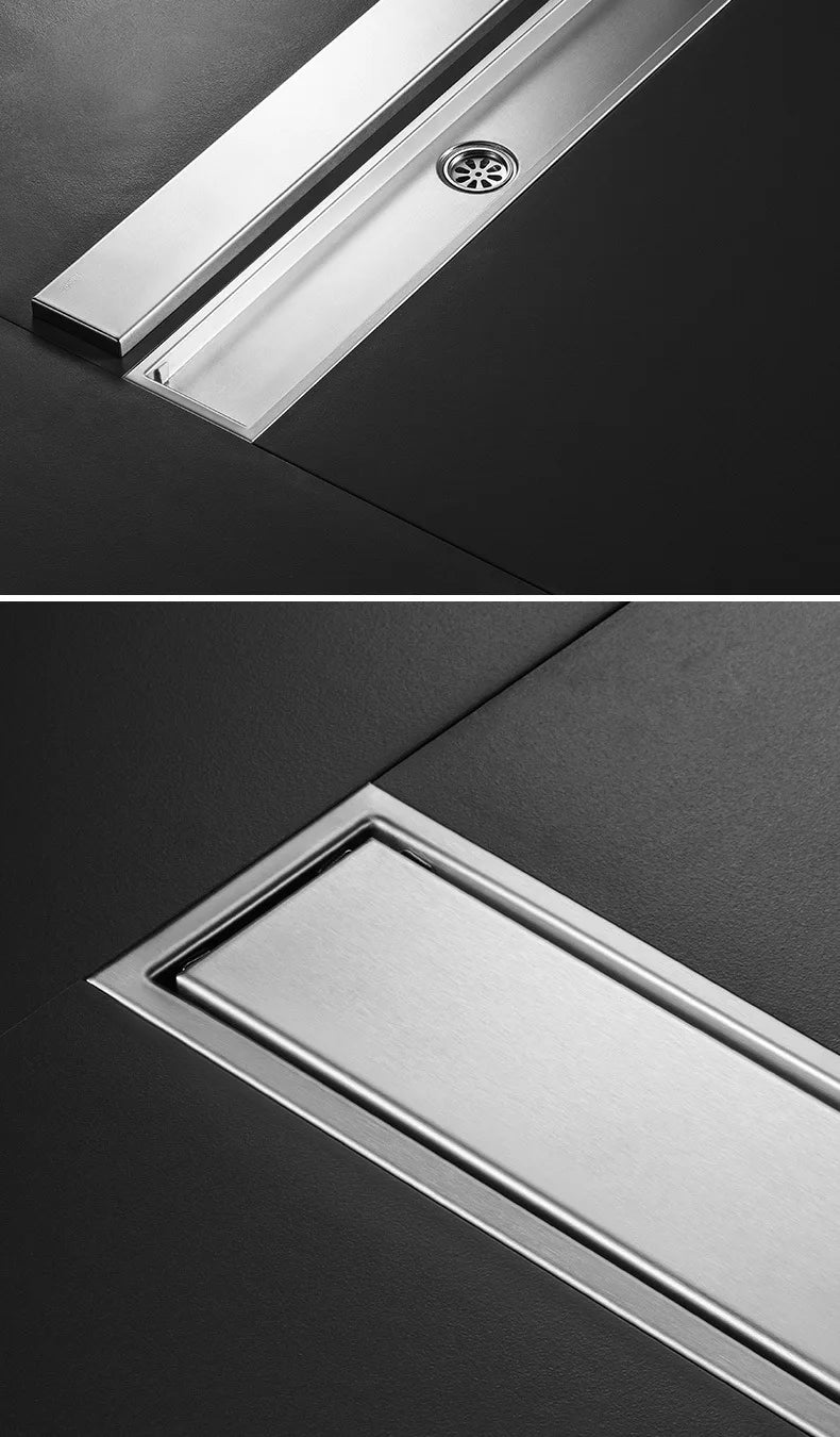 Invisible Tile Floor Drain Brshed Gold Black 304