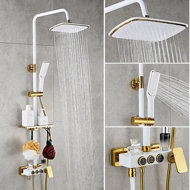 Kemaidi Black Gold Shower Faucet Bathtub 4-Way Mixer