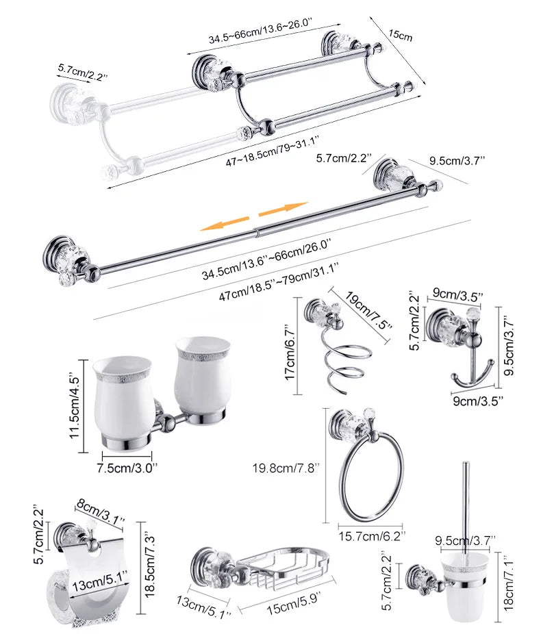Bathroom Hardware Crystal Bath Towel Shelf Toilet Paper