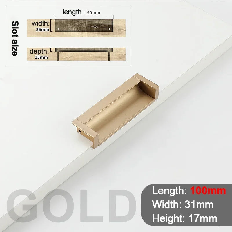 100-400mm Recessed Cabinet Drawer Pull Handle Bathroom Furniture