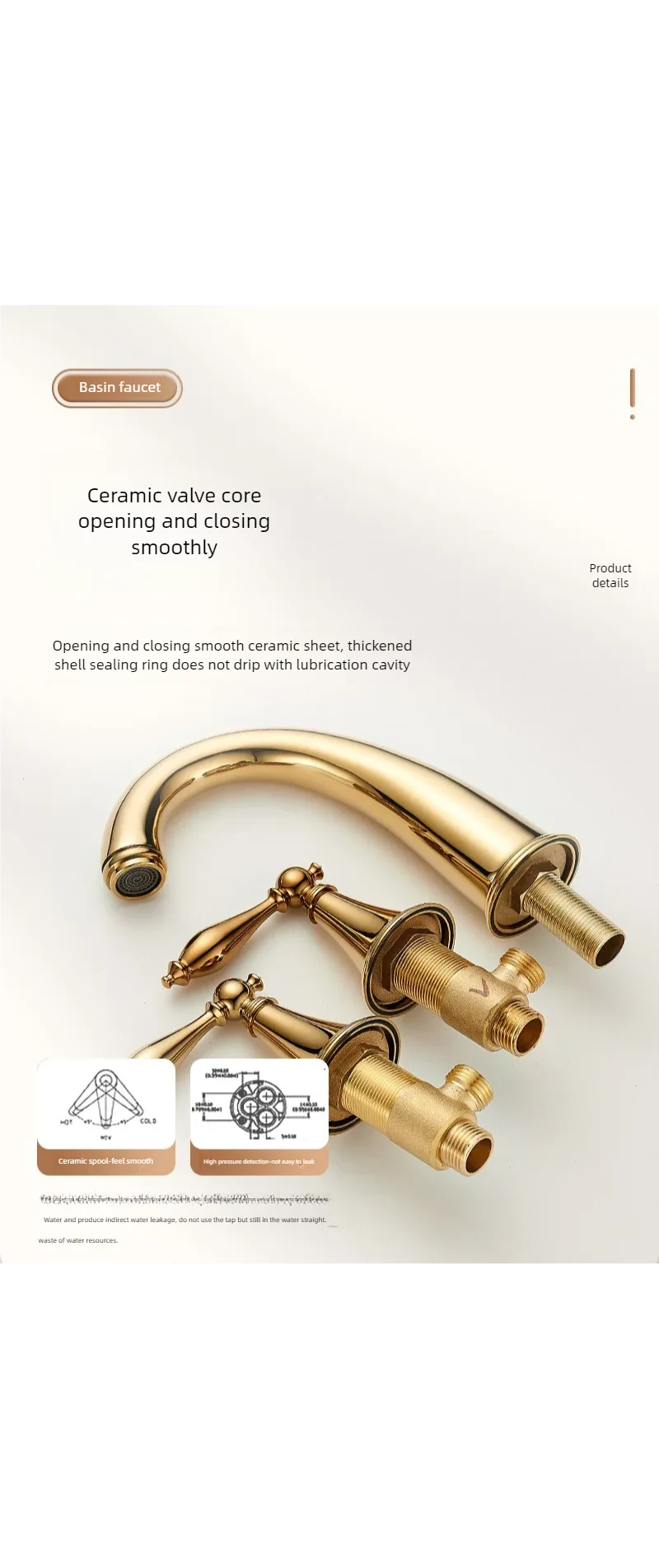 Deck Mounted Fixed Spout Bathroom Basin Faucet Hole