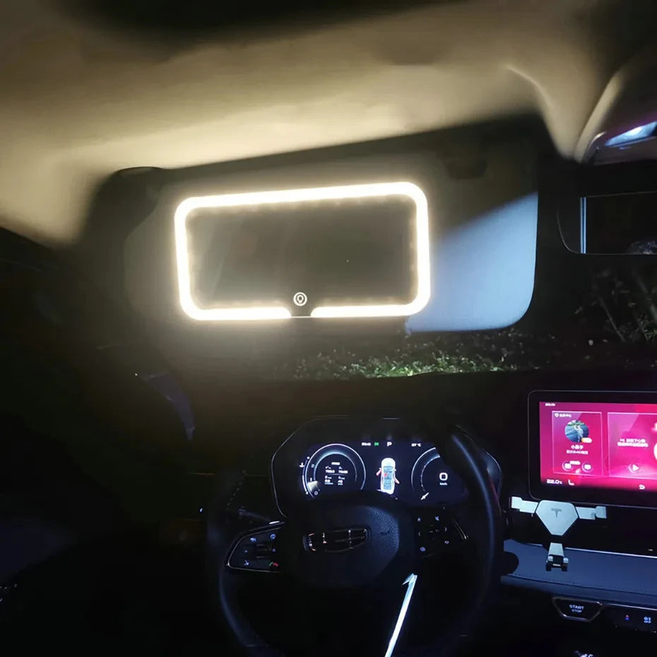 Seametal Car Led Makeup Mirror 3-Color Brightness Dimmable