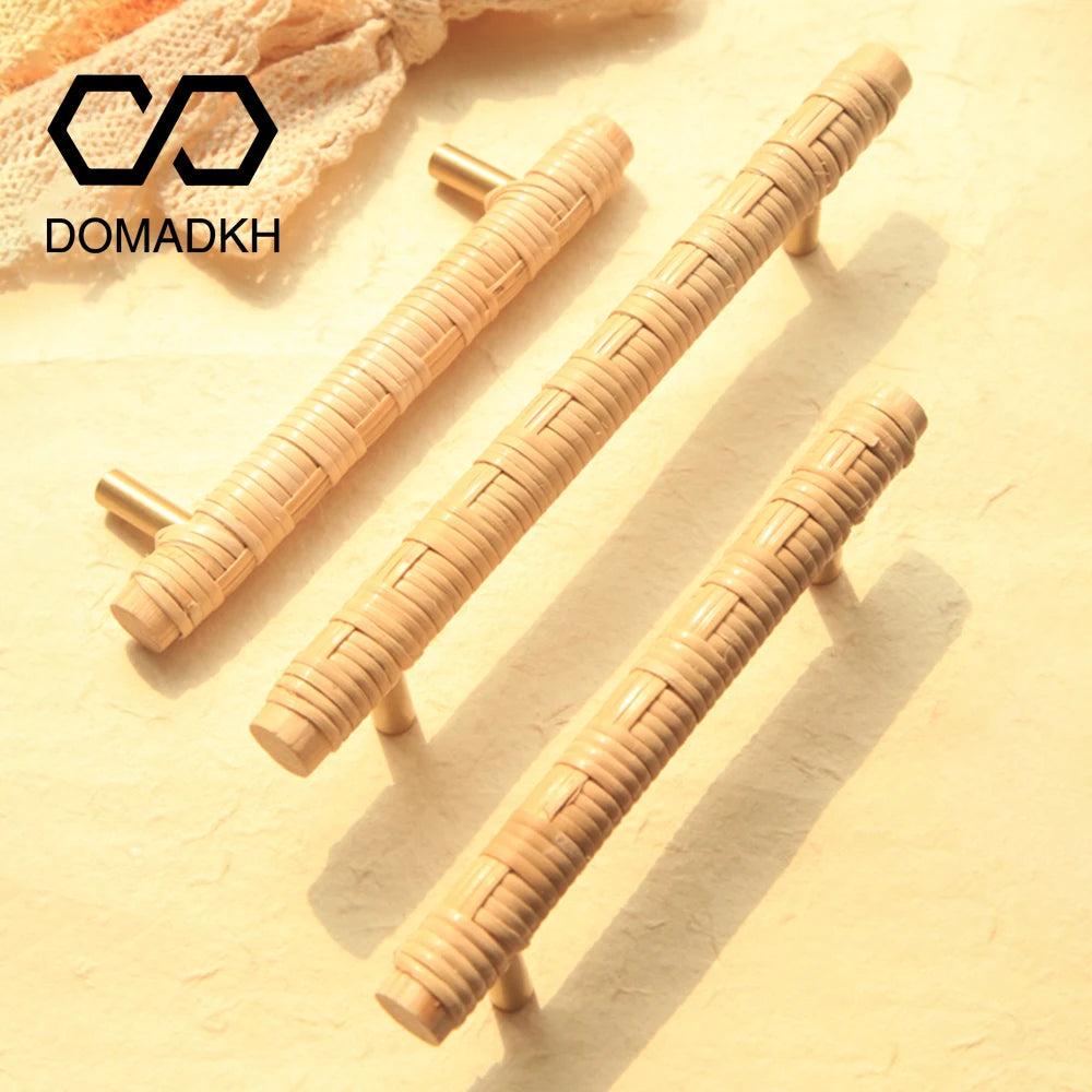 Wooden Rattan Cabinet Door Handles Unique Drawer Pulls