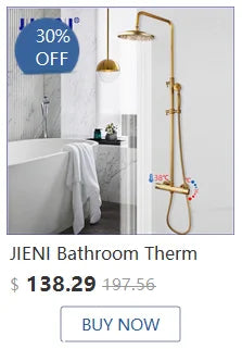 Jieni Inch Brushed Gold Rainfall Shower Faucet Sets