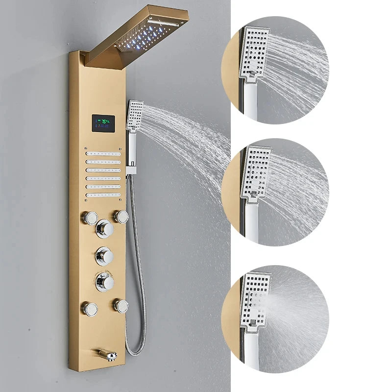 Golden Shower Panel Led Light Bathroom Bath Shower