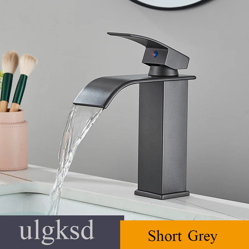 Waterfall Bathroom Basin Sink Faucet Handle Mixer Tap
