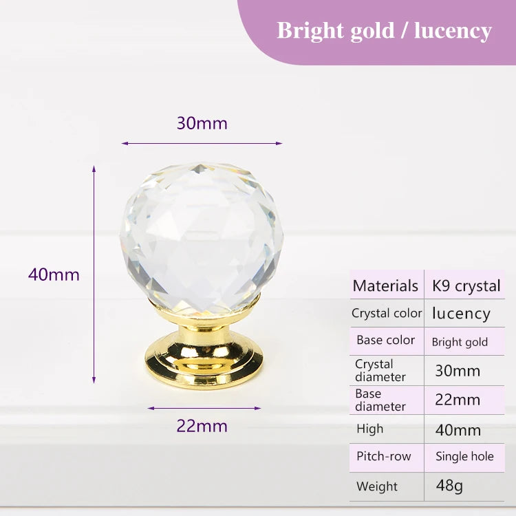 Colorful Crystal Glass Ball Pulls Knobs Wardrobe Door
