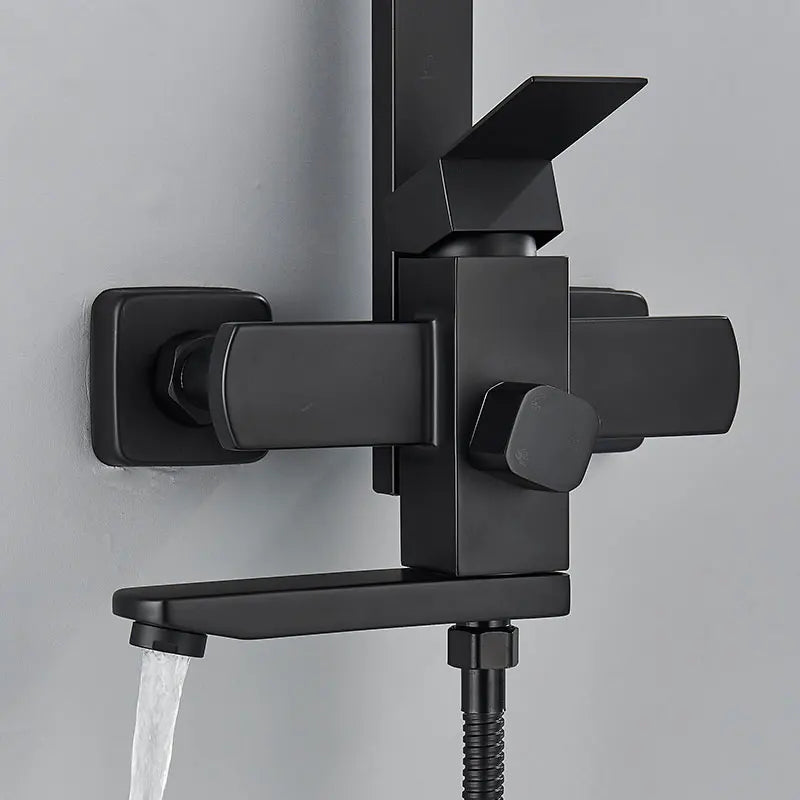 Matte Black Shower Mixer Faucet Wall Mount Bahtroom