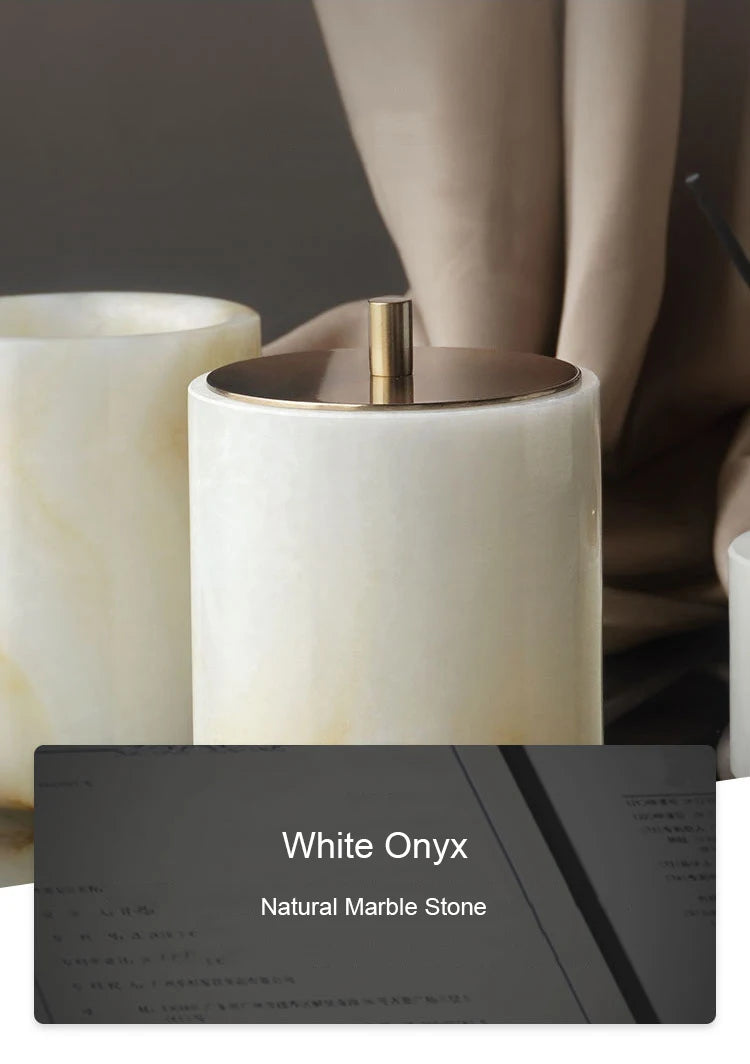 White Onyx Natural Marble Bathroom Elegant Soap Dispenser