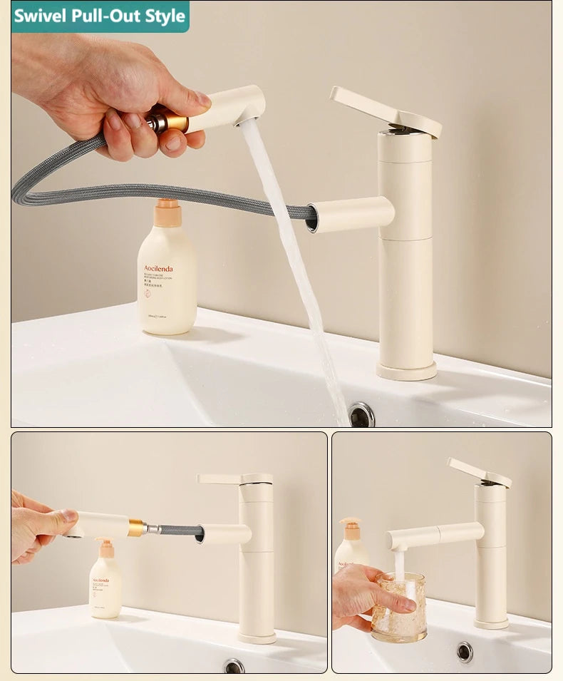 Milk White Handle Deck Mounted Basin Sink Faucet