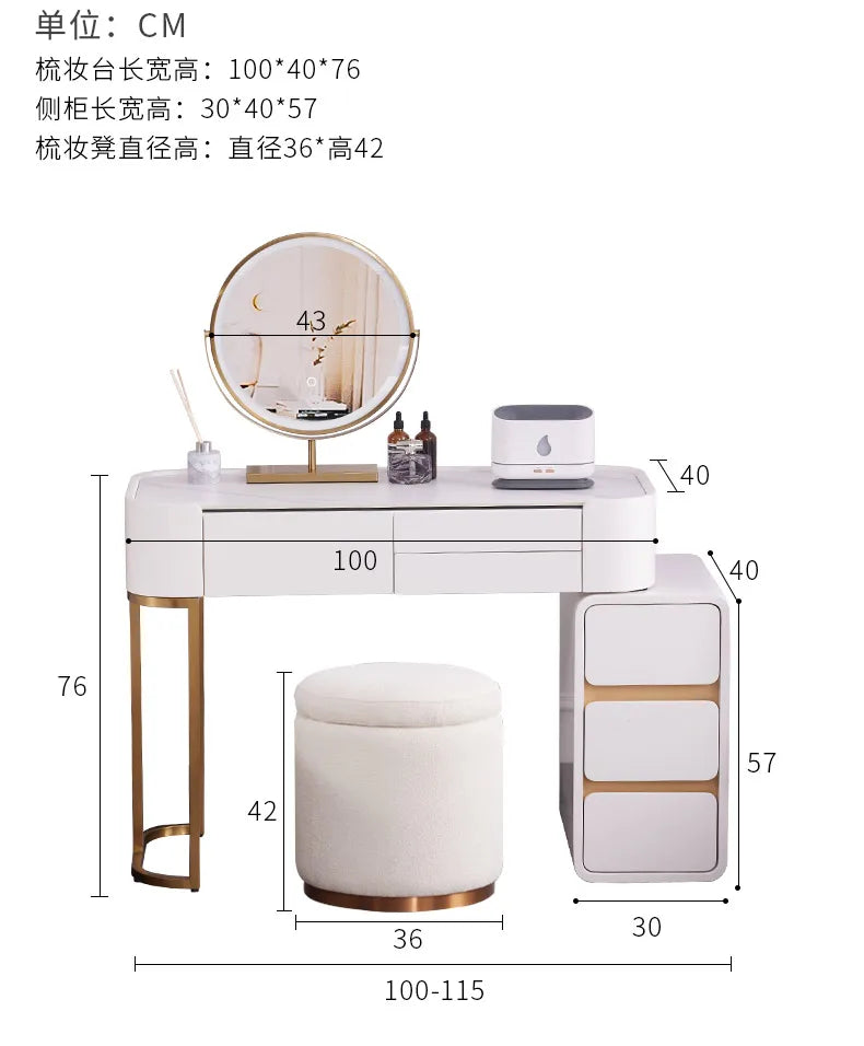 White Modern Vanity Table Living Room Makeup Vanity