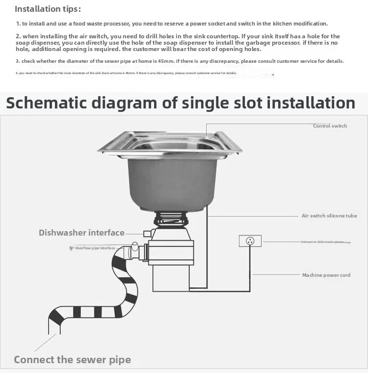 Garbage Processor Grinder Sink Fully Automatic Bone Vegetable