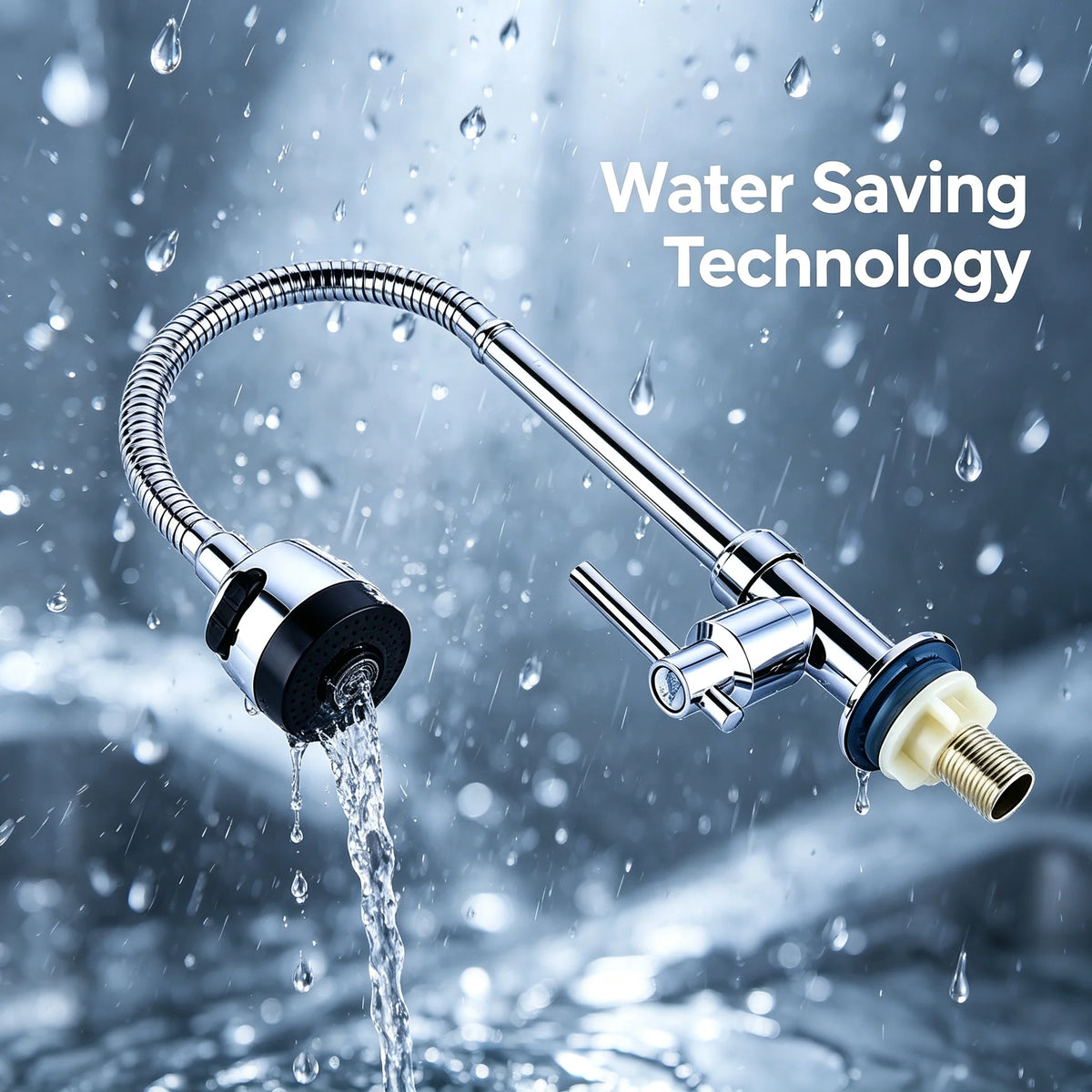 Chrome Polished Hole Sink Faucet Flexible Bendable Hose