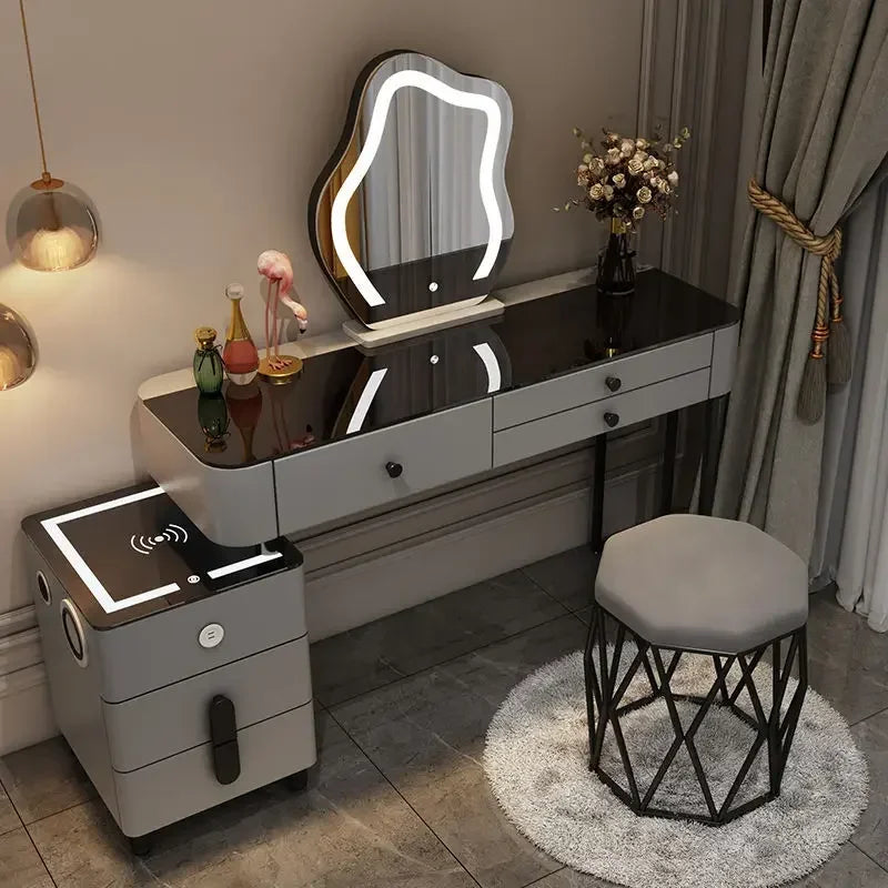Nordic Glass Luxury Dressing Table Smart Wireless Charging
