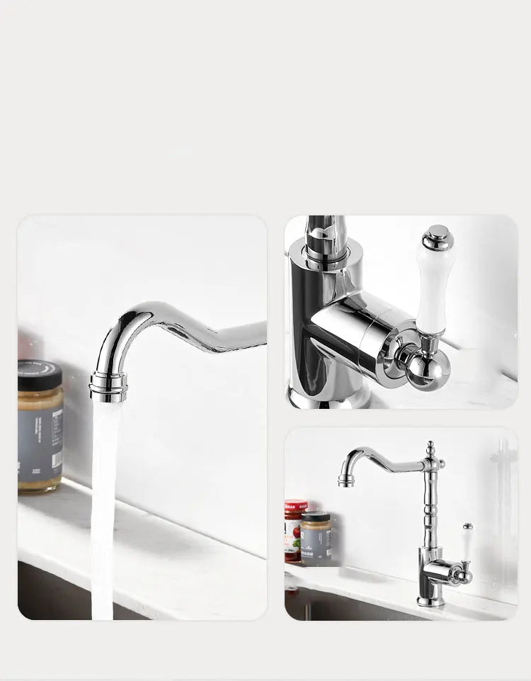 French Vintage Faucet Brass European Classical Silver Faucet
